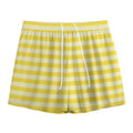 Yellow Striped Pattern Print Mesh Shorts