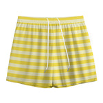 Yellow Striped Pattern Print Mesh Shorts