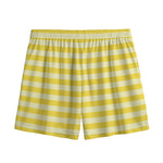 Yellow Striped Pattern Print Mesh Shorts