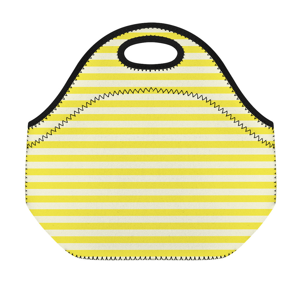 Yellow Striped Pattern Print Neoprene Lunch Bag