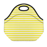 Yellow Striped Pattern Print Neoprene Lunch Bag