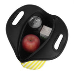 Yellow Striped Pattern Print Neoprene Lunch Bag