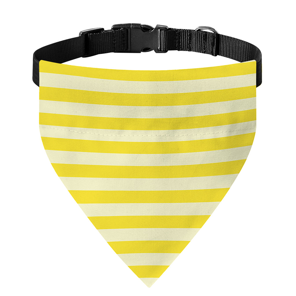Yellow Striped Pattern Print Over The Collar Dog Bandana