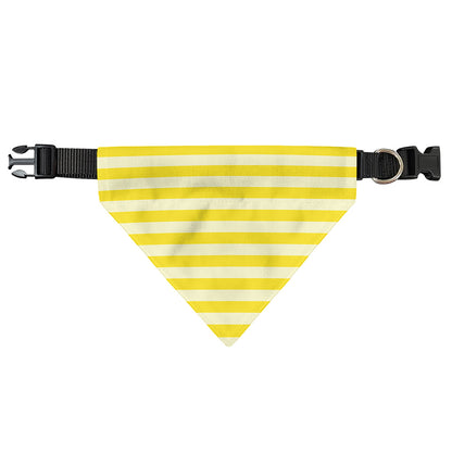 Yellow Striped Pattern Print Over The Collar Dog Bandana