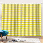 Yellow Striped Pattern Print Pencil Pleat Curtains