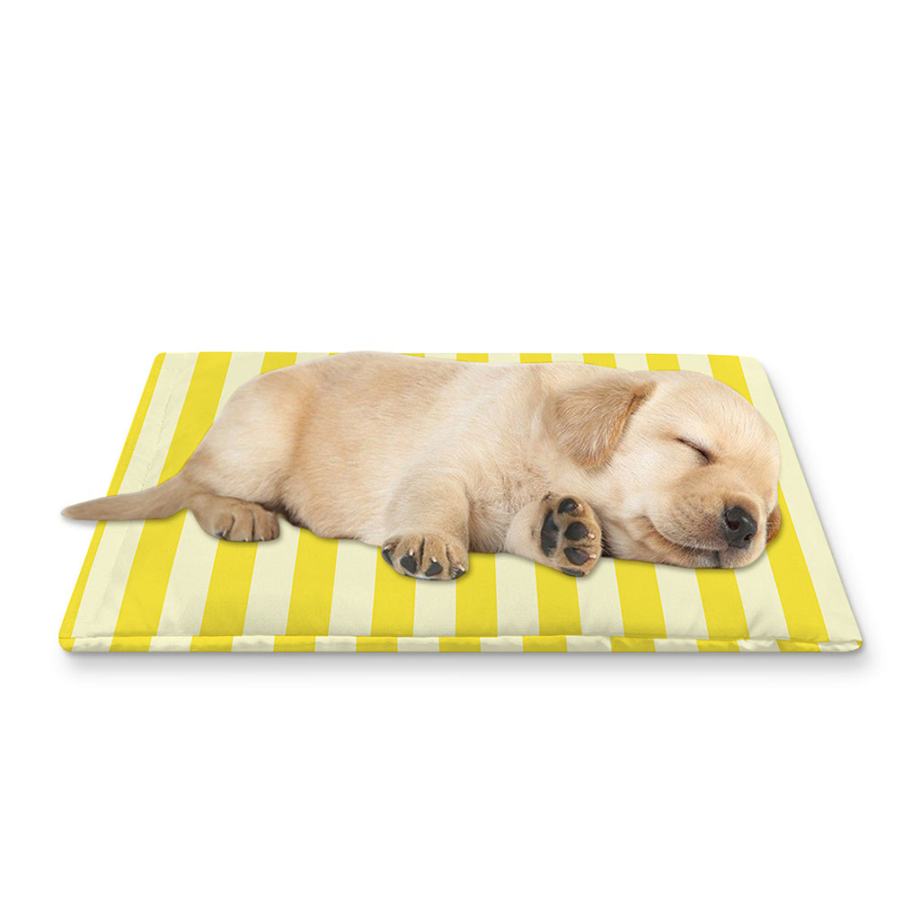Yellow Striped Pattern Print Pet Cooling Mat Cover