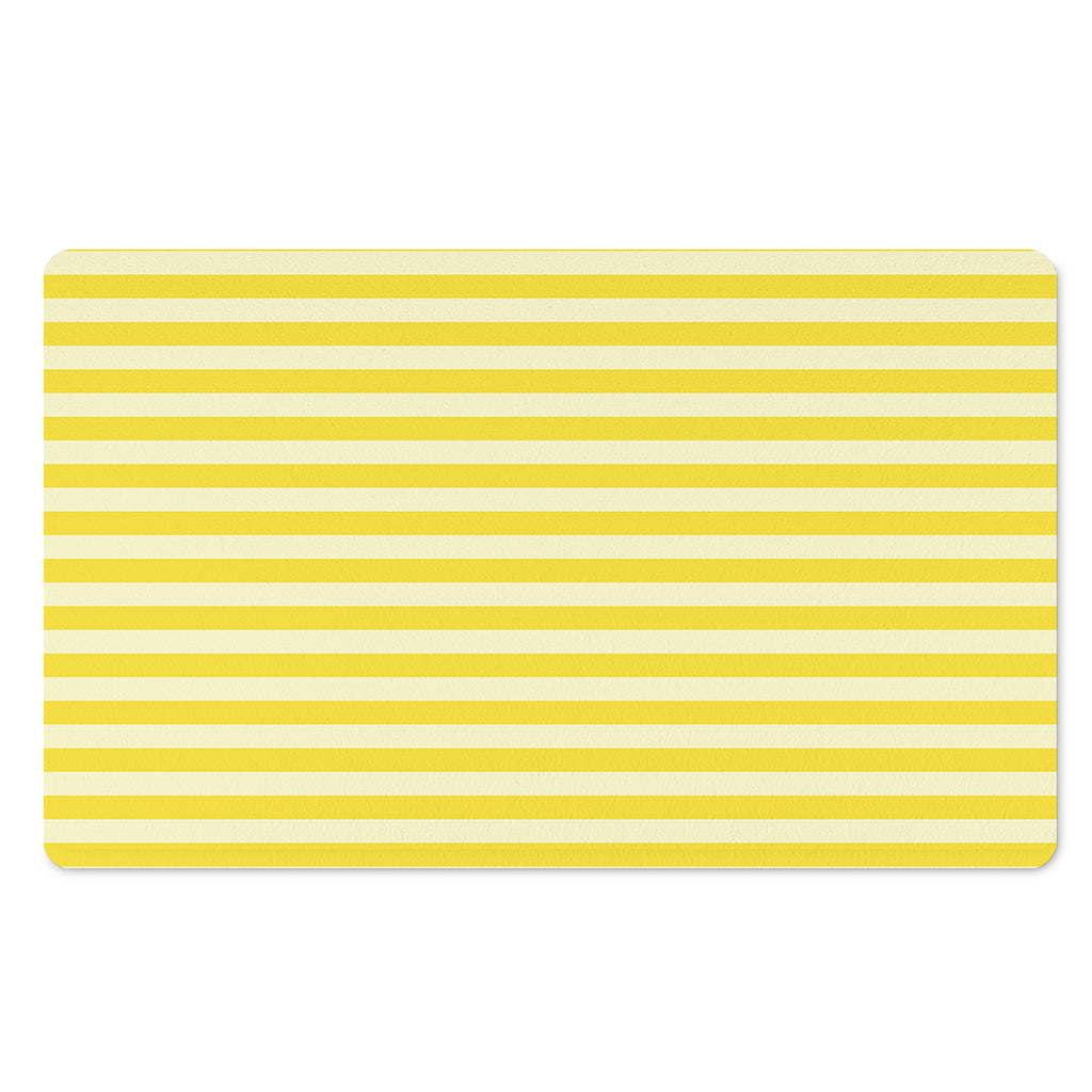 Yellow Striped Pattern Print Polyester Doormat