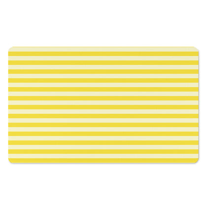 Yellow Striped Pattern Print Polyester Doormat