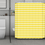 Yellow Striped Pattern Print Polyester Shower Curtain