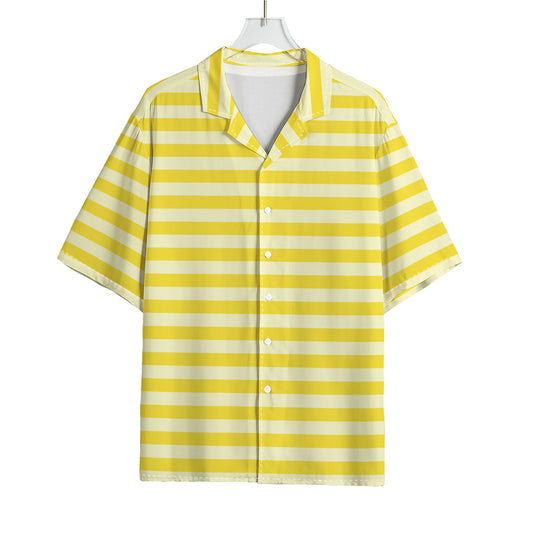 Yellow Striped Pattern Print Rayon Hawaiian Shirt