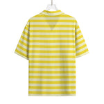 Yellow Striped Pattern Print Rayon Hawaiian Shirt