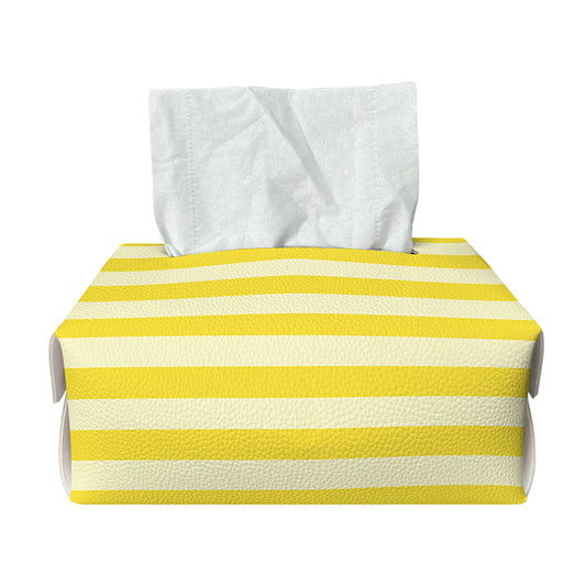 Yellow Striped Pattern Print Rectangle Tissue Box Cover