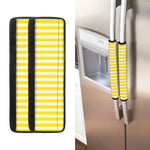 Yellow Striped Pattern Print Refrigerator Handle Covers