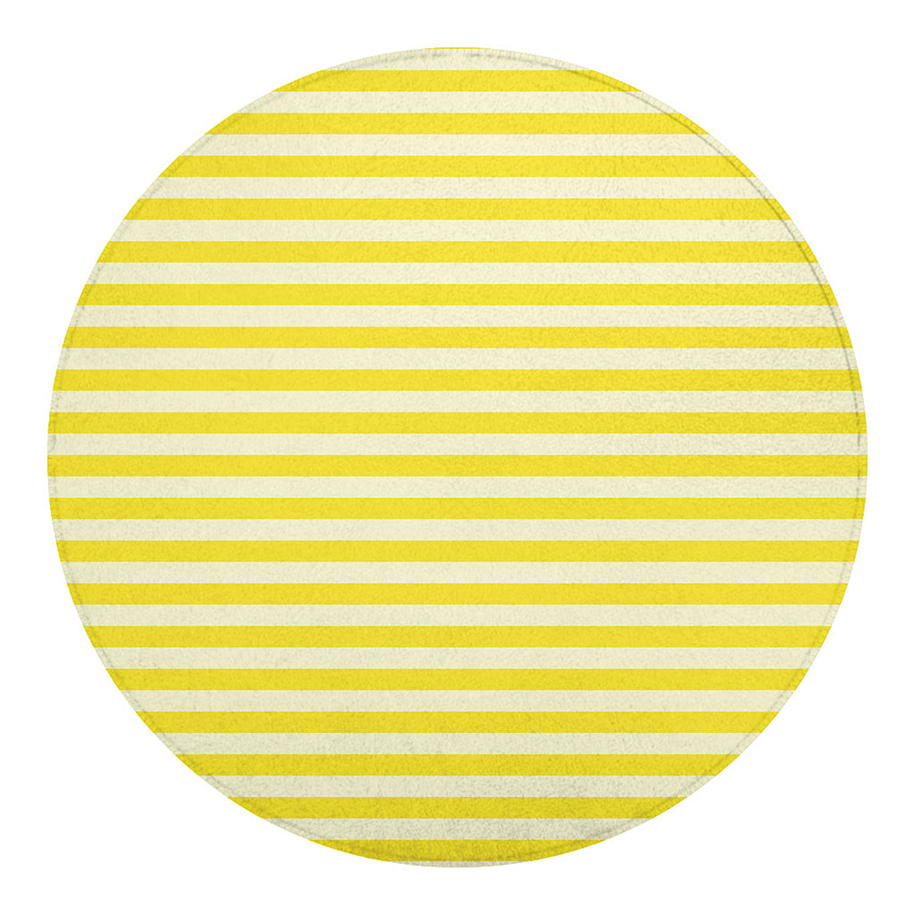 Yellow Striped Pattern Print Round Blanket