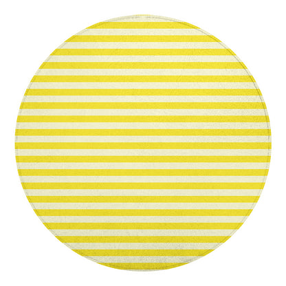 Yellow Striped Pattern Print Round Blanket