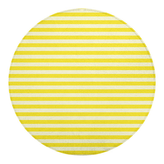 Yellow Striped Pattern Print Round Blanket