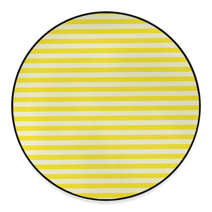 Yellow Striped Pattern Print Round Floor Mat
