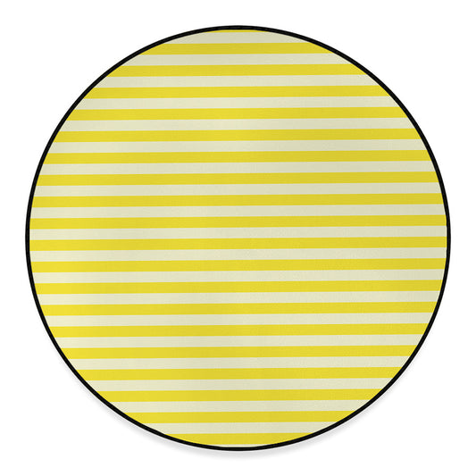 Yellow Striped Pattern Print Round Floor Mat