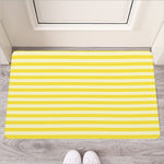 Yellow Striped Pattern Print Rubber Doormat