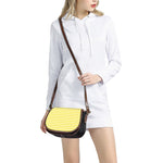 Yellow Striped Pattern Print Saddle Bag