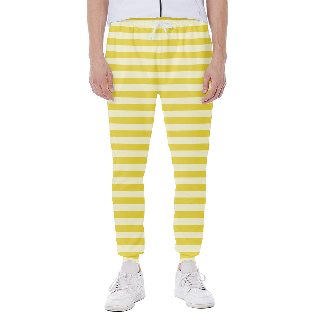 Yellow Striped Pattern Print Scuba Joggers