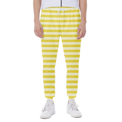 Yellow Striped Pattern Print Scuba Joggers
