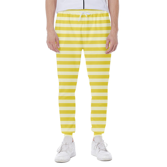 Yellow Striped Pattern Print Scuba Joggers