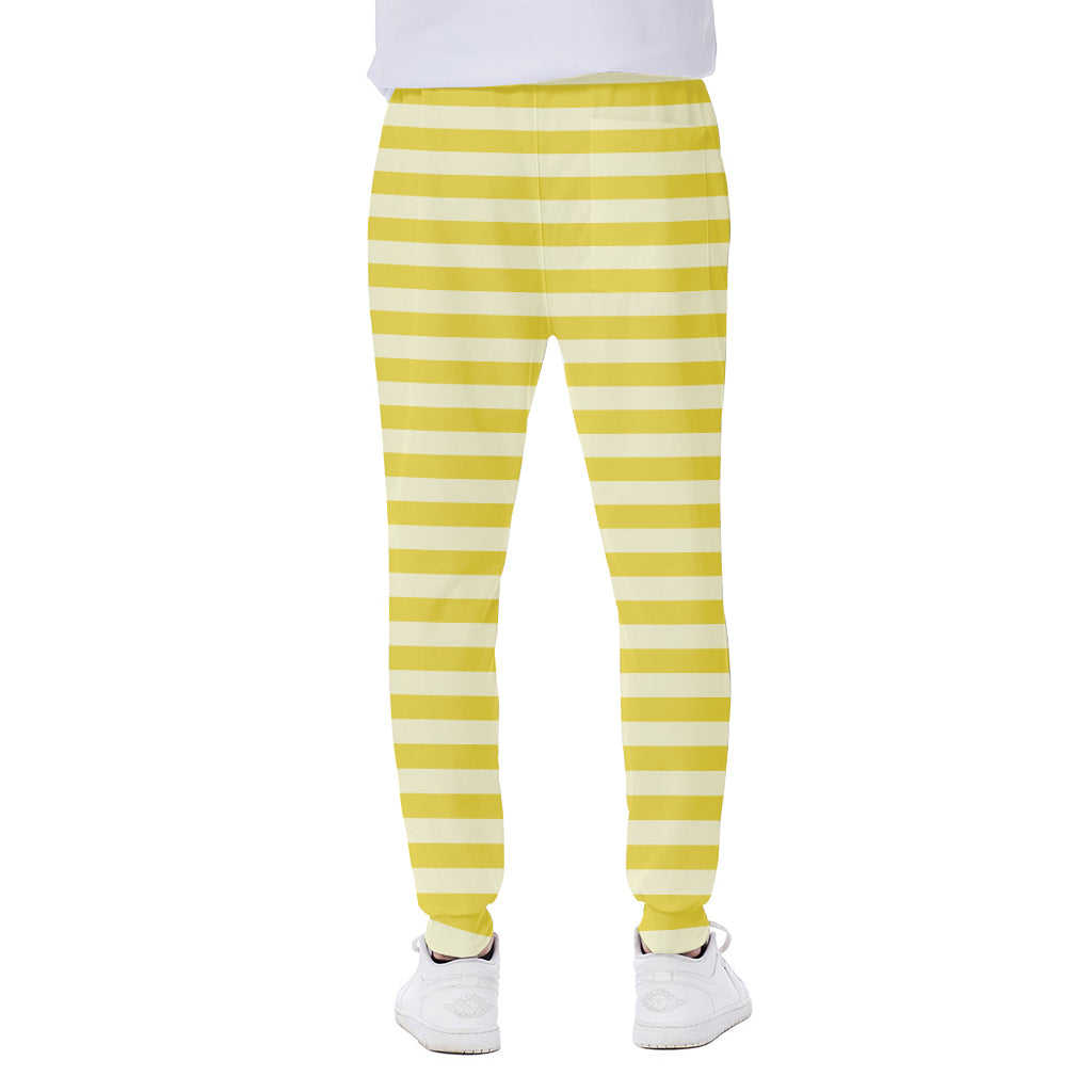 Yellow Striped Pattern Print Scuba Joggers