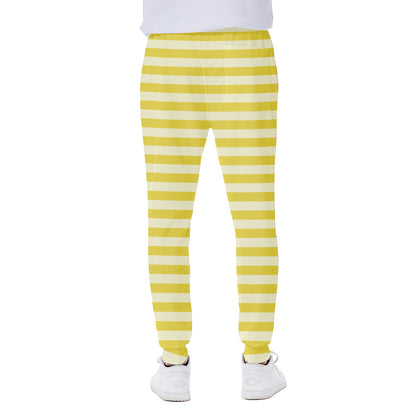 Yellow Striped Pattern Print Scuba Joggers