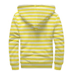 Yellow Striped Pattern Print Sherpa Lined Zip Up Hoodie