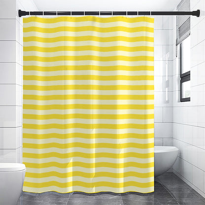 Yellow Striped Pattern Print Shower Curtain