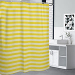 Yellow Striped Pattern Print Shower Curtain
