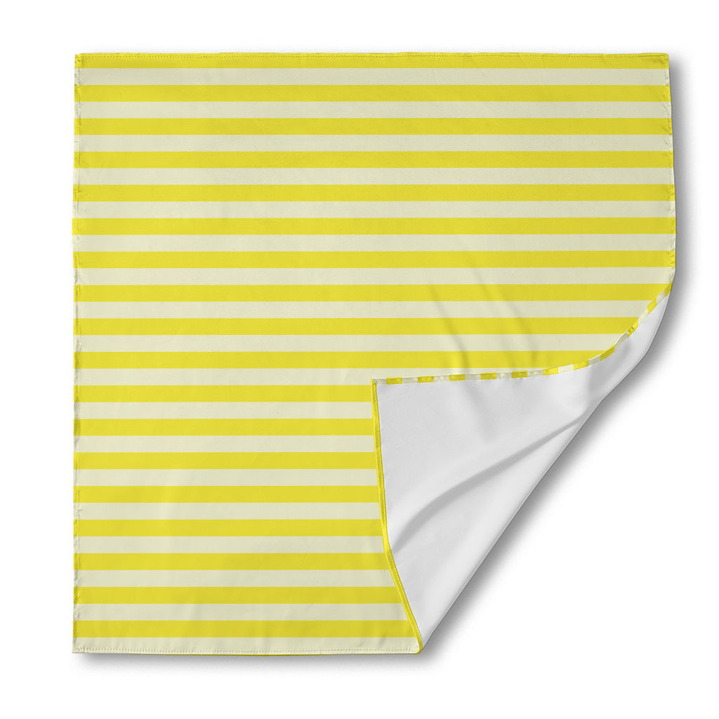 Yellow Striped Pattern Print Silk Bandana