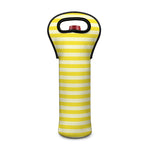 Yellow Striped Pattern Print Single Neoprene Wine Tote