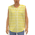 Yellow Striped Pattern Print Sleeveless Baseball Jersey