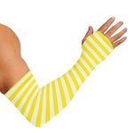 Yellow Striped Pattern Print Sun Protection Arm Sleeves