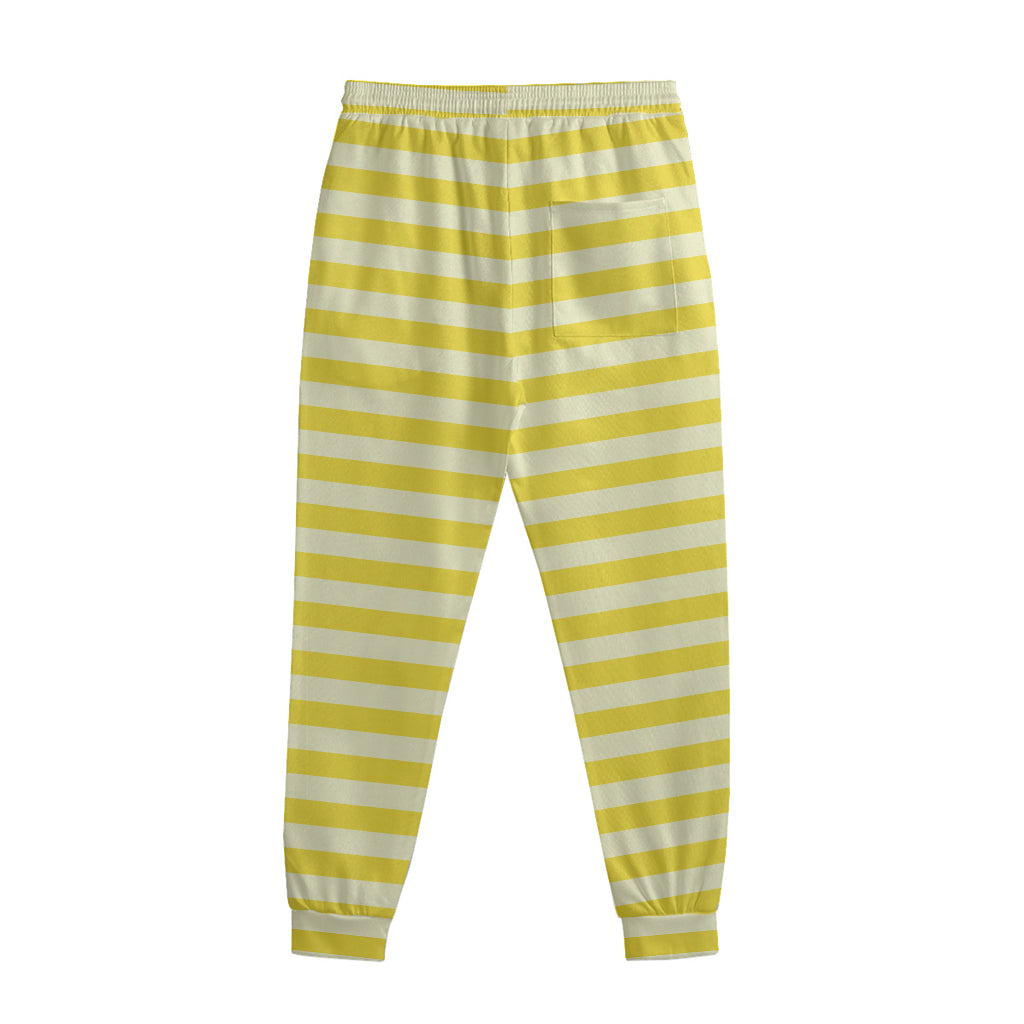 Yellow Striped Pattern Print Sweatpants
