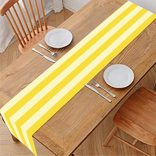 Yellow Striped Pattern Print Table Runner