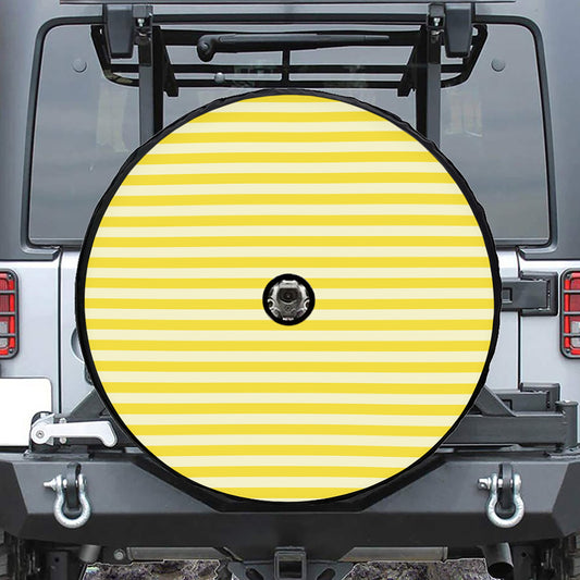 Yellow Striped Pattern Print Tire Cover With Camera Hole