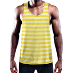 Yellow Striped Pattern Print Training Tank Top