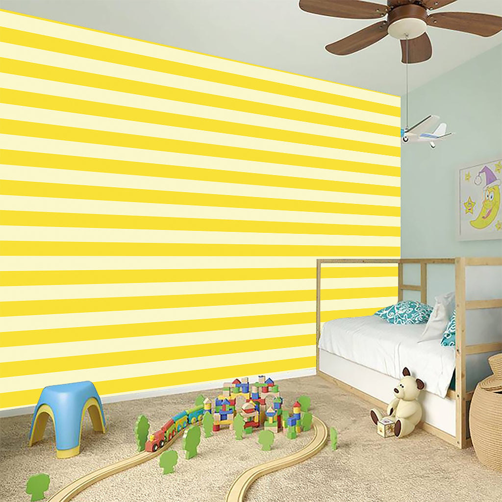 Yellow Striped Pattern Print Wall Sticker