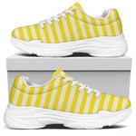 Yellow Striped Pattern Print White Chunky Shoes
