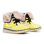 Yellow Striped Pattern Print Winter Boots