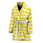 Yellow Striped Pattern Print Women's Bathrobe
