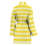 Yellow Striped Pattern Print Women's Bathrobe