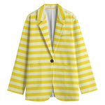 Yellow Striped Pattern Print Women's Cotton Blazer