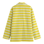 Yellow Striped Pattern Print Women's Cotton Blazer