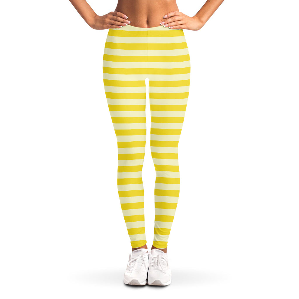 Yellow Striped Pattern Print Women's Leggings