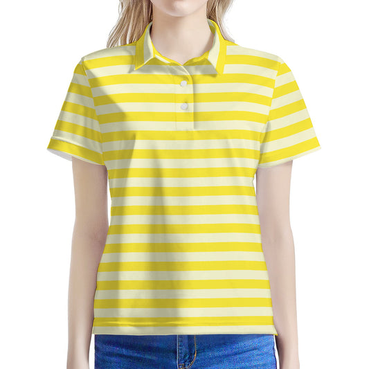Yellow Striped Pattern Print Women's Polo Shirt