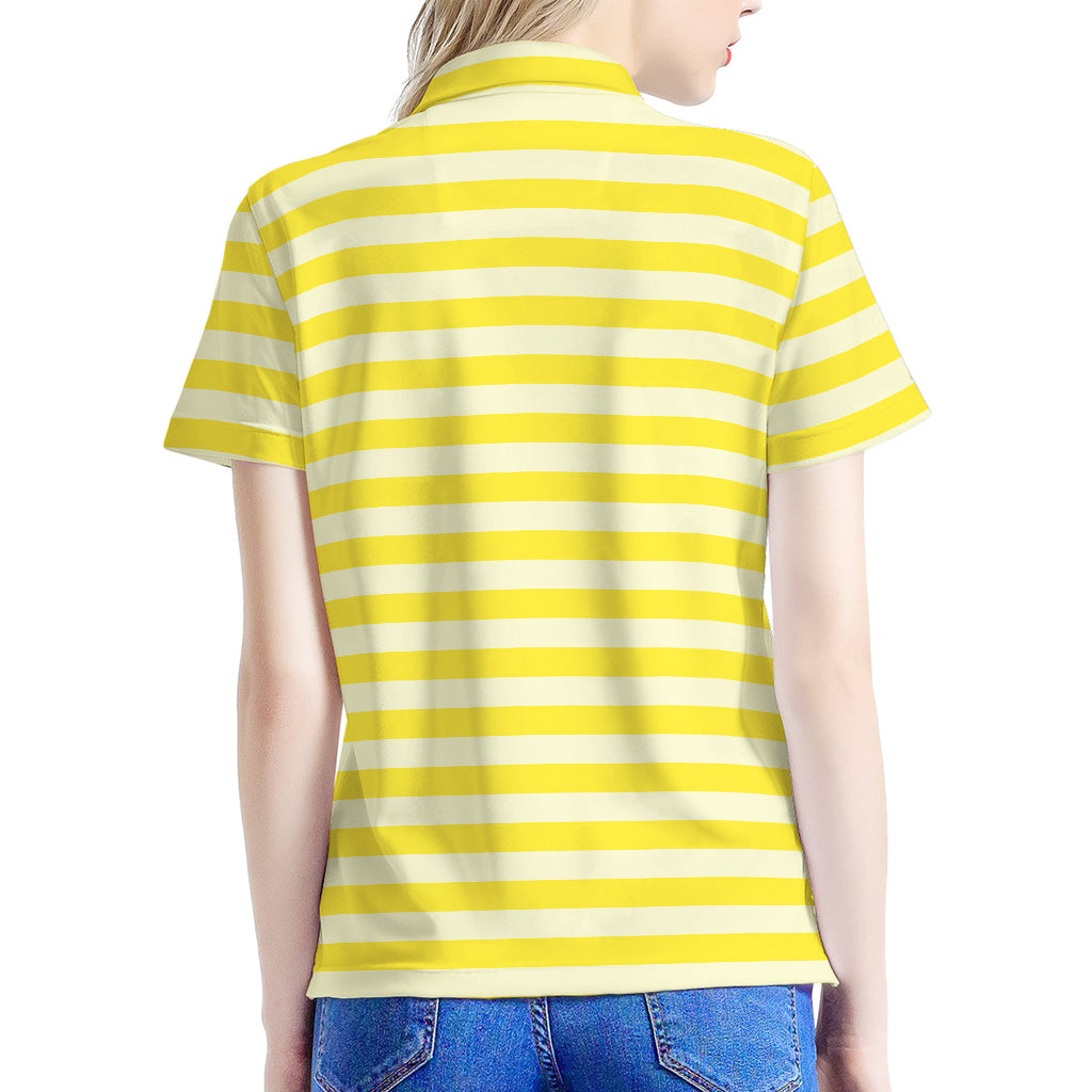 Yellow Striped Pattern Print Women's Polo Shirt
